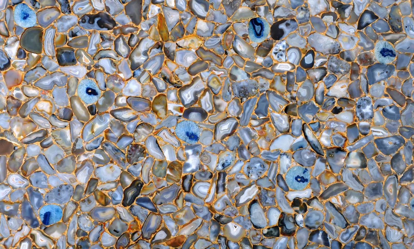AGATE RX with gold, агаты — образец натурального камня